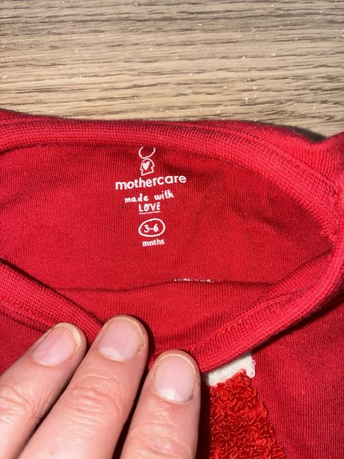 Mothercare Red/White Santa Christmas Embroidered Cotton Babygrow 3-6 Months — image 2