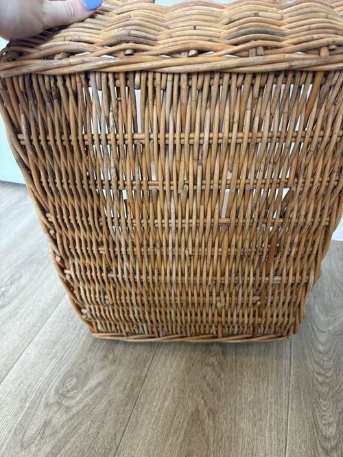 Vintage Wicker Rattan Storage Basket 48cm Rectangular Rustic Country — image 13
