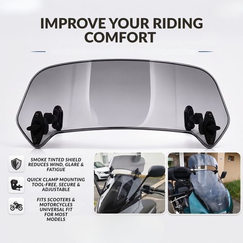 Motorbike Motorcycle Clip On Windshield Wind Screen Deflector Extension Spoiler — image 3