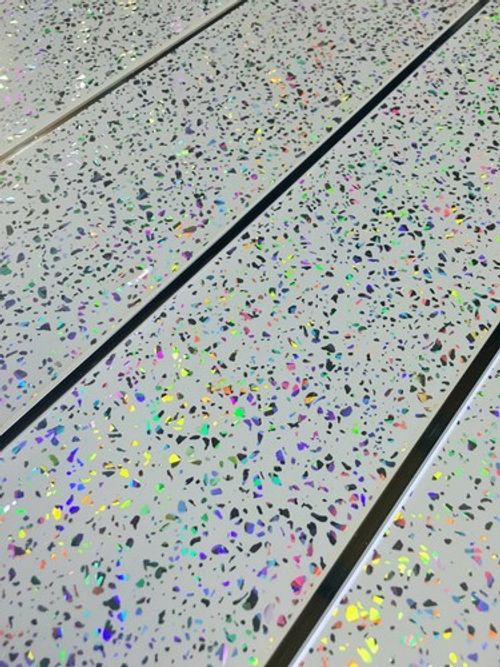 5 Platinum White Sparkle Chrome Wall PVC Cladding Shower Ceiling Bathroom Panels