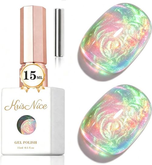 Jelly Glass Cat Eye Gel Polish with Magnet 15ML Holographic Glitter Shimmer Tran