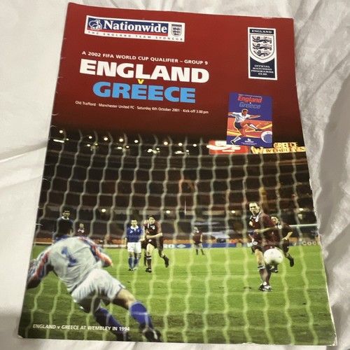 England v Greece World Cup Qualifying Programme 2001-2002 Football - Beckham FK!
