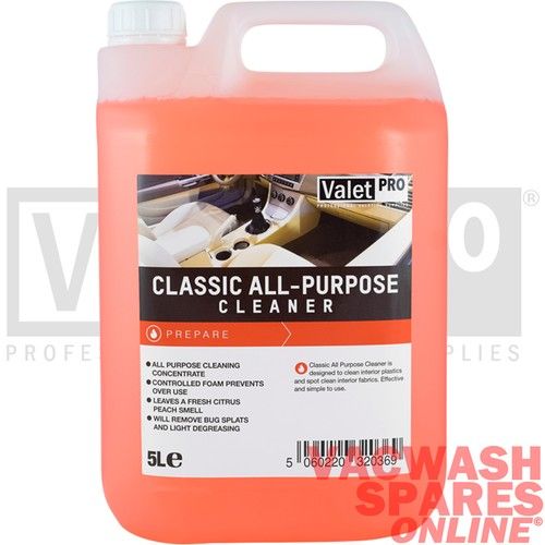 VALETPRO CLASSIC INTERIOR ALL PURPOSE CLEANER 5 LITRE EFFECTIVE PLASTIC CLEANER