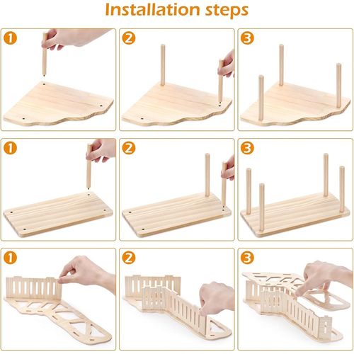 3PCS Wooden Hamster Game Platform Kit , Hamster Cage Accessories Brand New UK — image 5