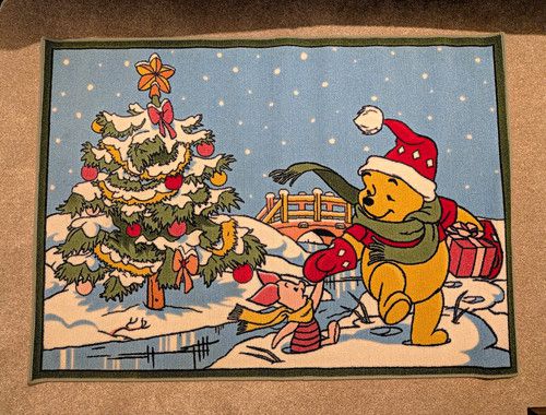 Disney Winnie the Pooh & Piglet Christmas Tree Rug Mat 95x130cm Cotton