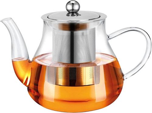 Heat Resistance Glass Teapot 1200/800/400ML with Removable Infuser Tea Kettle UK