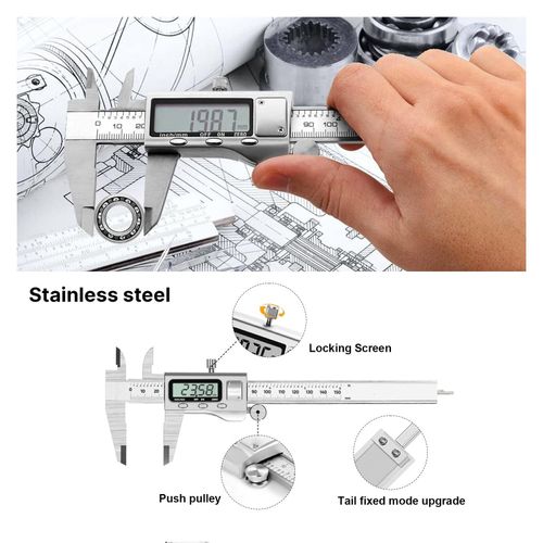 Digital Vernier Caliper Micrometer Gauge 6" 150mm Steel Accurate Measuring Tool — image 8