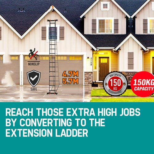 5.7M 14 in 1 Multi-Purpose Aluminium Folding Combination Ladder with 2 platform — image 12