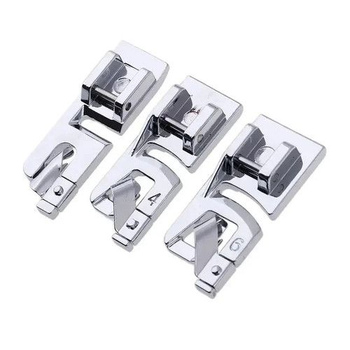 Set of 3 Rolled Hem Presser Foot Sewing Machine Snap on 3mm 4mm 6mm***