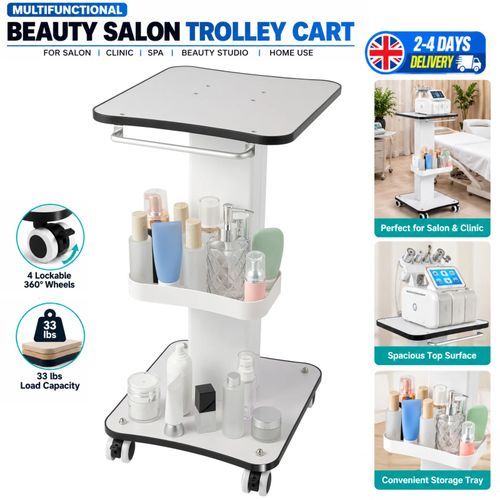 Beauty Salon Stand Rolling Cart SPA Beauty Machine Holder Trolley 3 Tier — image 1