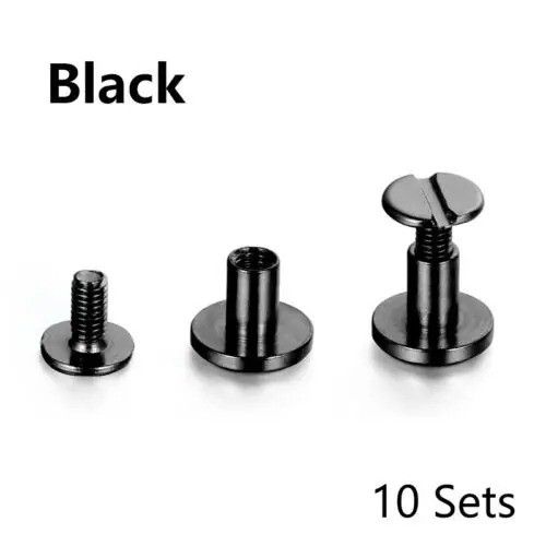10Sets Flat Belt Screw Leather Craft Chicago Stud Heads Nail Brass Solid Rivet