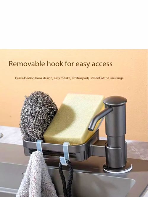 Maizoon Built-In ABS Kitchen Sink Soap Dispenser, Sponge Rack, Hook, Tube — image 1