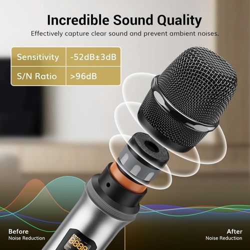 2PCS Wireless VHF Professional Microphone Handheld Mic System Karaoke w/Receiver — image 7