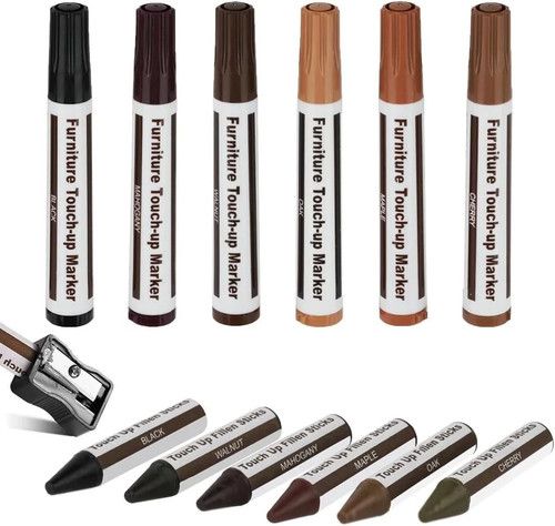 Wood Furniture Repair Kit 13PC Markers & Wax Sticks Touch Up Scratch Floor Table