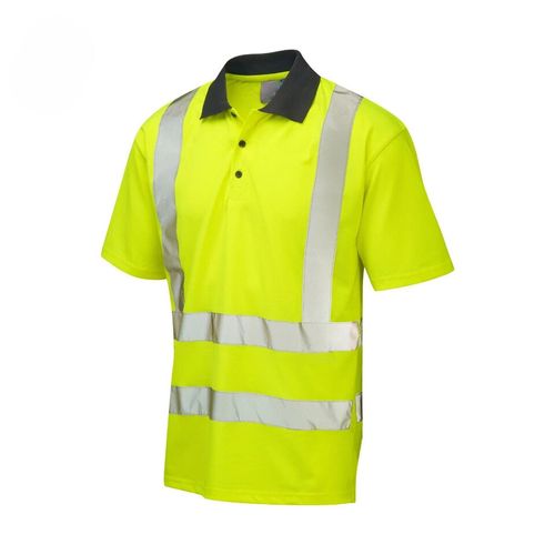 Hi Viz Vis Men Pro Polo Collar T-shirt Short Sleeve Work Wear Safety Security — image 2