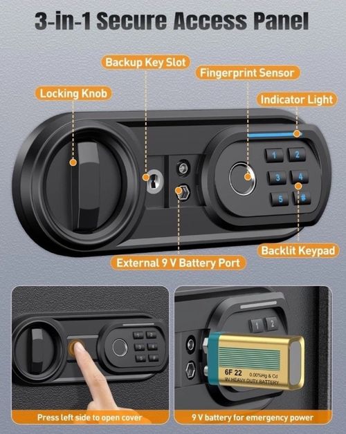 Wall Mounted Electronic Fingerprint Biometric Key Box with Code & Anti- Theft. — image 2
