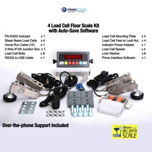 Heavy Duty Floor Scale Kit 5000 lb Load Cell Platform Weighing System