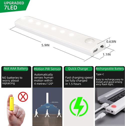 3 Pcs Under Cupboard Kitchen Lights, Motion Sensor Under Cabinet Lights Wireless — image 4