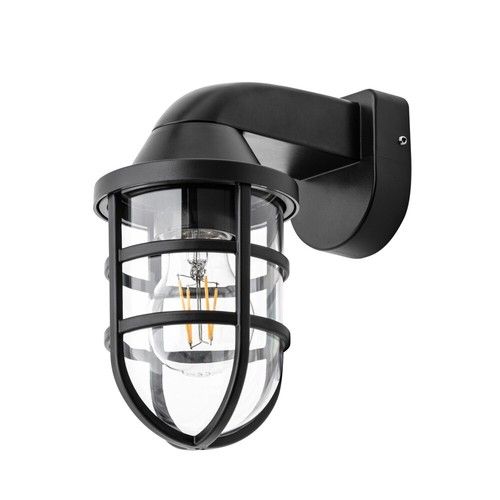 Litecraft Hamo Wall Light Outdoor Garden IP44 Rated E27 Caged Lantern - Black   