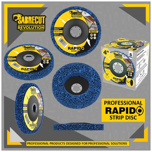 5 x SabreCut 100mm 4" Poly Strip Wheel Discs Paint Rust for Grinders 16mm Hole — image 6