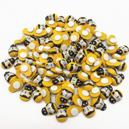 Mini Wooden Self & No Adhesive Ladybird/Bees Scrapbooking/Embellishments