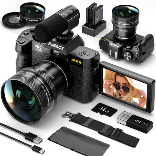 NBD 4K Digital Camera 48MP 16X 3" Flip screen Autofocus video camera Photography