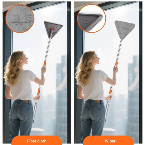 Cleaning Triangle Mop Wet & Dry Mop for Floor Ceiling Wall 180° Rotatable 6 Pads — image 4
