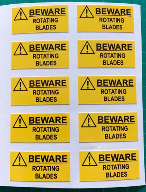 Industrial Safety Decal Sticker caution ROTATING BLADE - CUTTING warning label