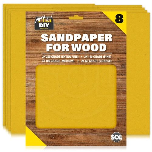 8 Assorted Sandpaper Sheets 60 100 150 240 Mixed Grit Fine Extra Medium Coarse