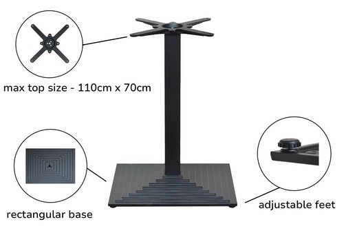 black premium cast iron table base dining restaurant cafe pub oblong