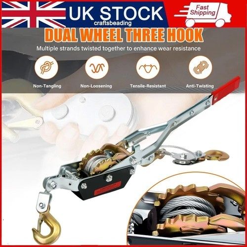 Power Puller Come Along Winch 4 Ton 8818lb Heavy Duty Pull Hoist 2 Hooks