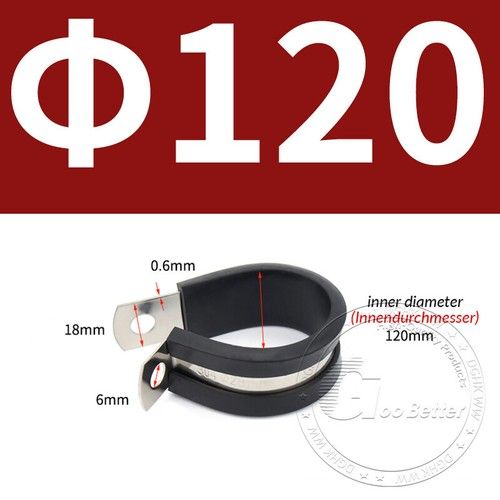 Rubber Lined P Clips Cable Mounting Hose Pipe Clamp 6mm-200mm A2 Stainless Steel