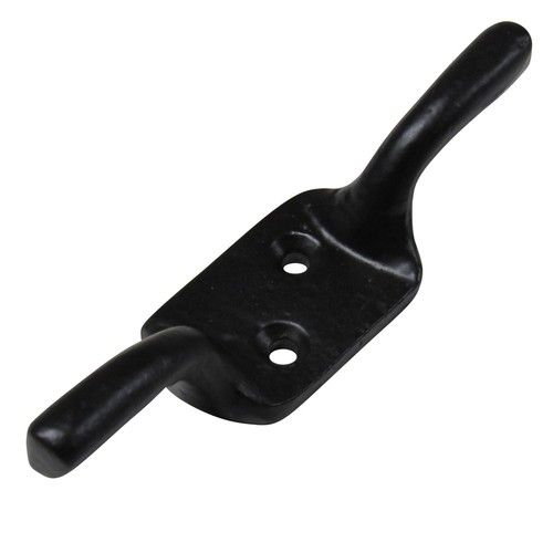 Black Galvanised Cleat Hooks 3" - 6" X2 (Washing Line Blind Cord Tie Back)