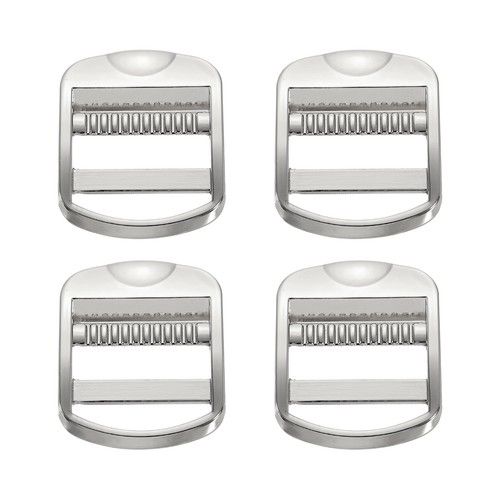 4 Pack Metal Ladder Lock Buckle, 1 1/4" Tri-Glide Slider Buckle Backpack, Silver