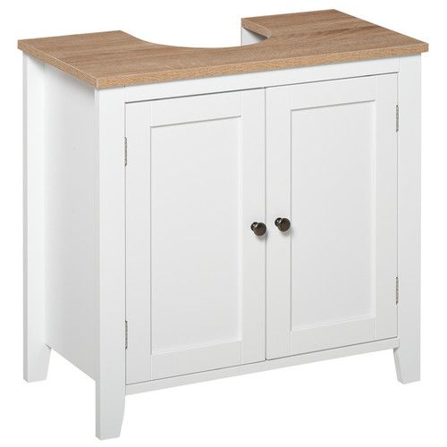 Kleankin Under Sink Bathroom Pedestal Cabinet with Double Doors & Storage Shelf