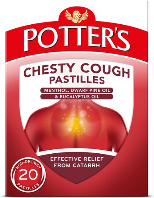 Potter's Chesty Cough Pastilles Non-Drowsy 20 Pastilles Relieve Coughs and Colds