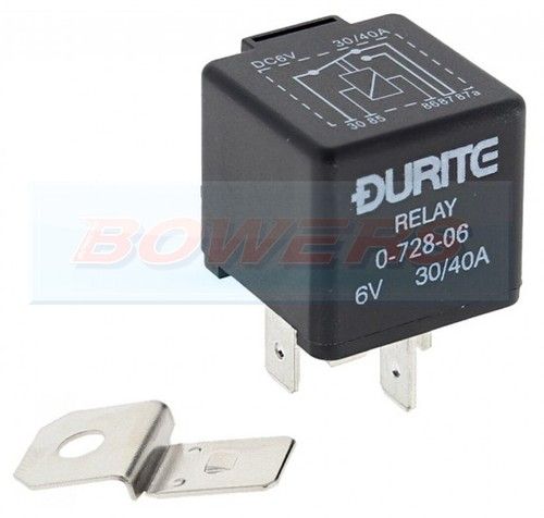 DURITE 0-728-06 6V Volt 30/40A AMP 5 Pin Change Over Mini Relay With Bracket