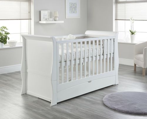 Sleigh Baby Wooden Cot Bed with Drawer convertible to a Toddler Bed High Quality — image 2