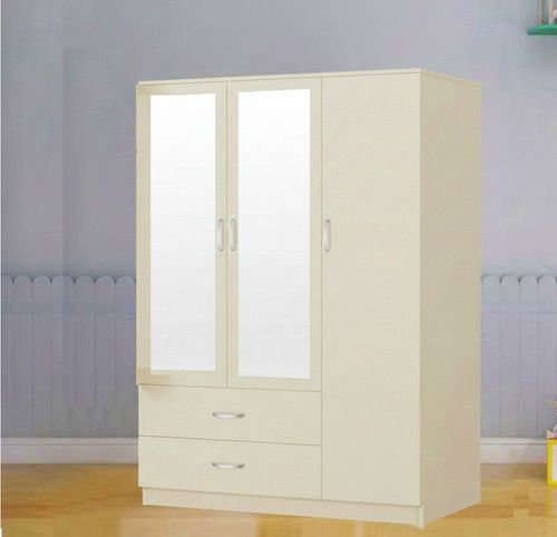 High Gloss 3 Door Wardrobe with Mirror and 2 Drawer Hanging Rail Bedroom Storage