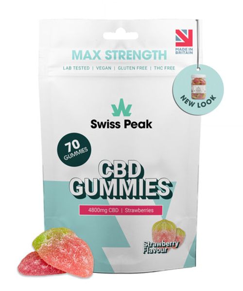CBD Gummies THC-Free Swiss Peak 3200/4800mg Strawberry Gummies | Broad Spectrum