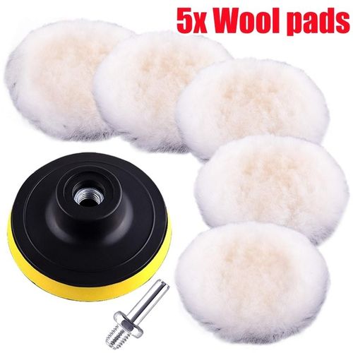 5pcs Wool Buffing Pads 6 inch Polishing Pad Polishing Buffing Pad Hook and Loop — image 1