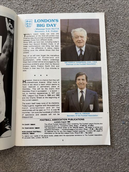FA Cup Final Programme 10 May 1980 Arsenal Vs West Ham United — image 7