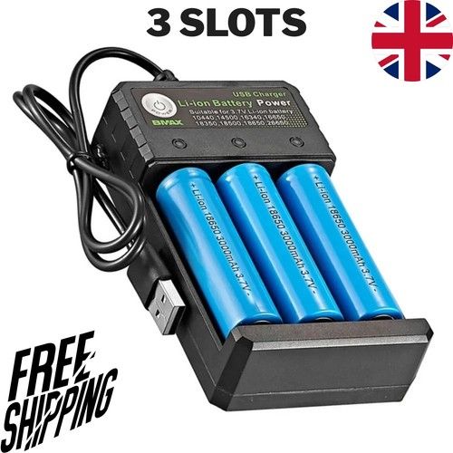 Smart Charger For 18650 3.7v Rechargeable Li-ion Battery Lithium 3 Slot
