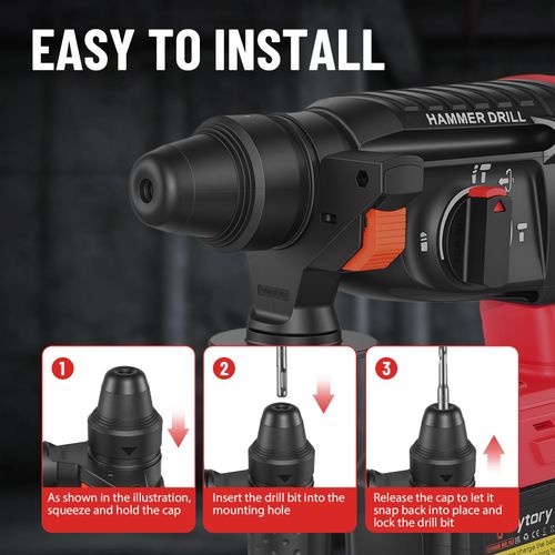 5000W ELECTRIC HAMMER DRILL SDS PLUS DEMOLITION BREAKER + CHISEL SET + Case — image 5