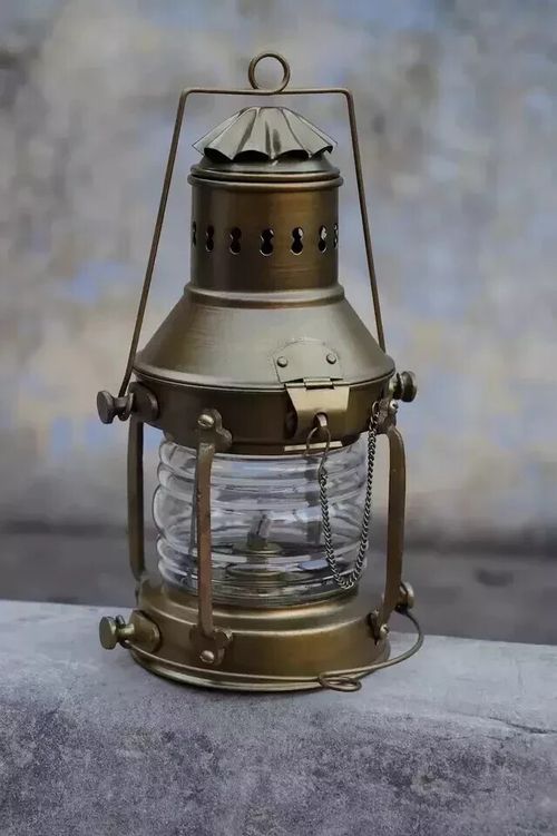 Antique Nautical Maritime Brass Hanging Oil Lamp Ship Anchor Lantern Boat Light — image 4
