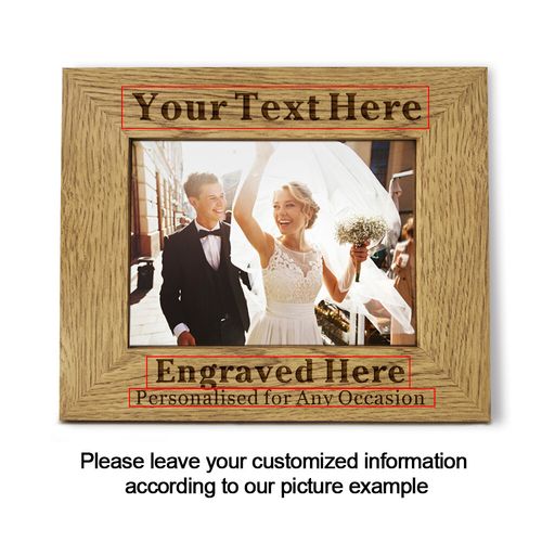 Personalised Wooden Photo Frame Custom Any Text Wedding Birthday Christmas Gift — image 1