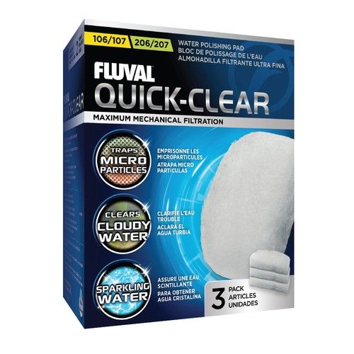 Fluval Quick-Clear Polishing Pads 106/107 206/207 External Filter 3 Pack