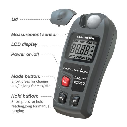 Digital Light Meter Illuminance Tester Luxmeter Illuminometer Auto Shutdown LCD — image 3