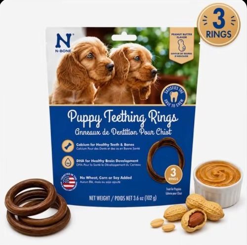 Dog chew rings Peanut butter flavour, 3 pack- N-Bone — image 1