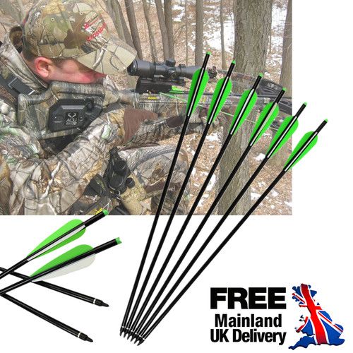 12X 18" Crossbow Bolts Aluminum Arrows Target Hunting Shooting Screw Points